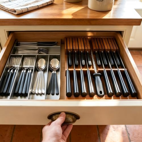 Acacia Wood In-Drawer Knife Block, Large