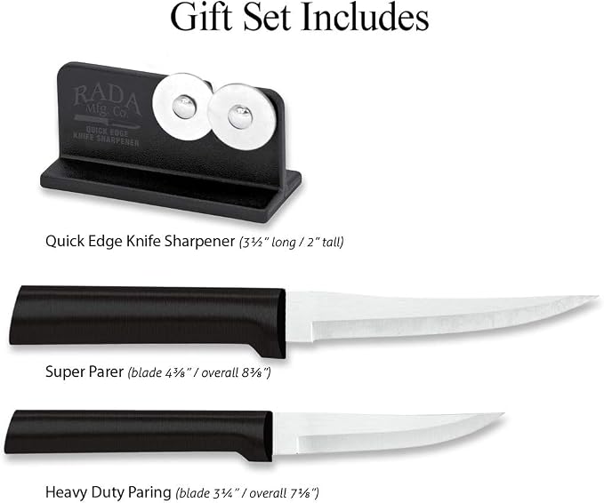 Rada Cutlery Paring Plus Sharpener Set, 3-Piece Knife Set - Image 2