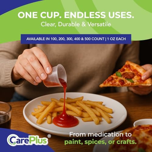 Care Plus Medicine Cups Disposable 1 oz, Plastic Measuring, 200 Count