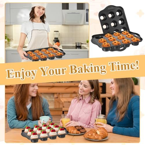 JJUNW 2 Pack 12 Cavity Mini Cheesecake Pan, 13" x 8" Mini Muffin