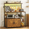 TVU Bakers Rack with Power Outlet, Storage Cabinet