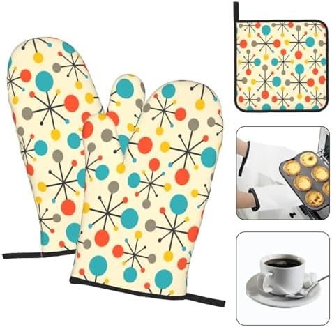 Mid Century Fifties Modern Atomic Retro Oven Mitts and Pot Holders
