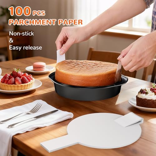 9 Inch Round Cake Pan with Handle, 3PCS Nonstick Cake Pans with