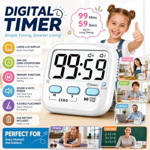 2 Pack Digital Timer for Kids, Classroom and Kitchen