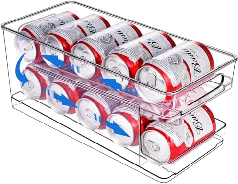 FIFO Rolling Soda Can Organizer for Fridge, Holds 10 Cans