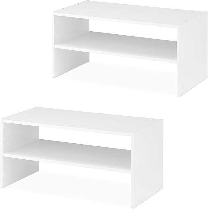 Whitmor Wood Stackable 2-Shelf Shoe Rack, 24 inches，2 Pack by Whitmor