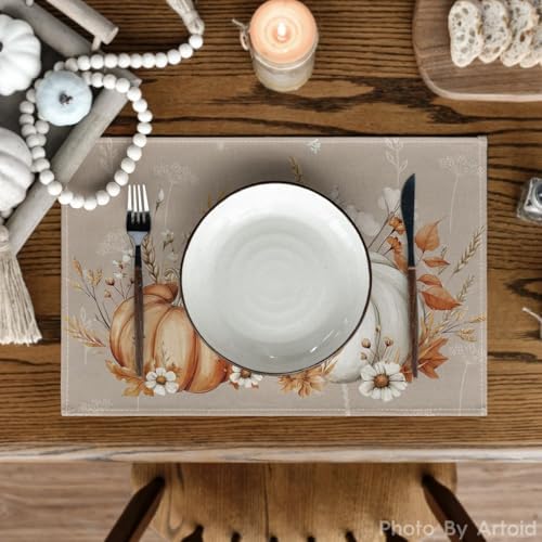 Artoid Mode Camel Pumpkins Wheat Fall Placemats Set of 4-12 x 18 Inch