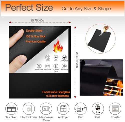 Oven Liners for Bottom of Oven, 16x24 inch Thick Heavy Duty Non Stick