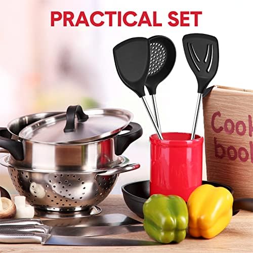 Boao 3 Pcs Wok Utensils, Silicone Stainless Steel Wok Spatula Set