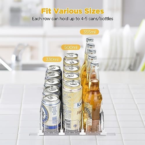 OTraki Fridge Drink Organizer, 3 Rows, Clear