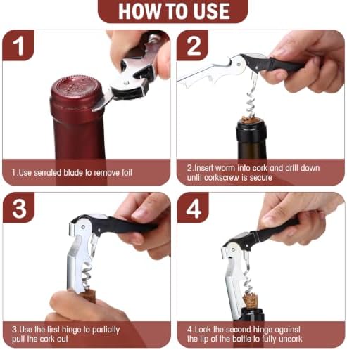 Honoson 24 Pieces Wine Key for Severs, Corkscrew Wine Opener, Black