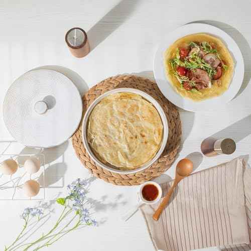 2 Pcs Tortilla Warmer, 9 inch Ceramic Tortilla Holder with Lids