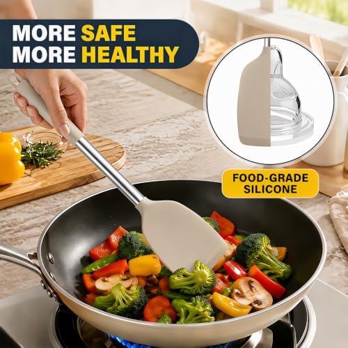 2-Piece Silicone Utensil Set:Heat-Resistant & BPA Free(Khaki)