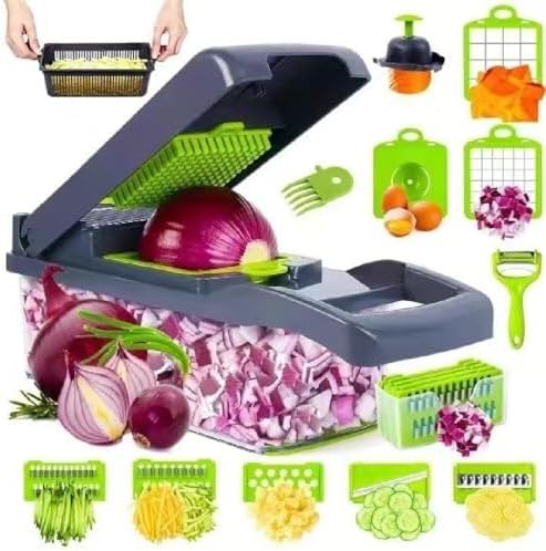12-in-1 Vegetable Chopper with 8 Blades, Container