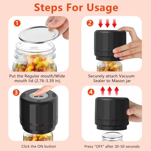 YiaPie Electric Mason Jar Vacuum Sealer Kit, Black