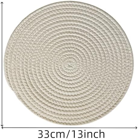 WAZAIGUR Round Placemats Set of 4 Thick Cotton Rope, 13inch, Cream