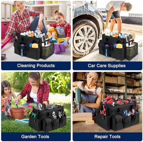 Large Cleaning Caddy Bag with Handle, Black