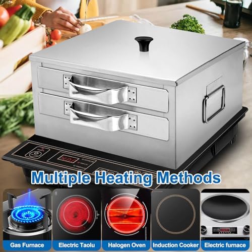2-Layer Rice Noodle Roll Steamer, Stainless Steel for Home Stove