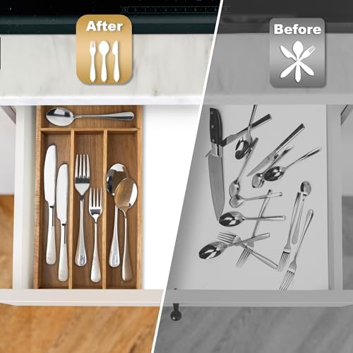 Acacia Silverware Drawer Organizer, 4 Slots