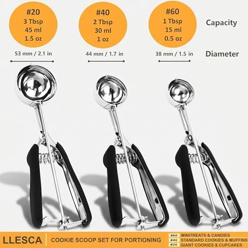 Cookie Scoop Set, 3Pcs Ice Cream Scoop, Cookie Scoops for Baking Set