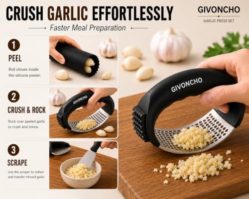 Garlic Press Rocker Set, Stainless Steel