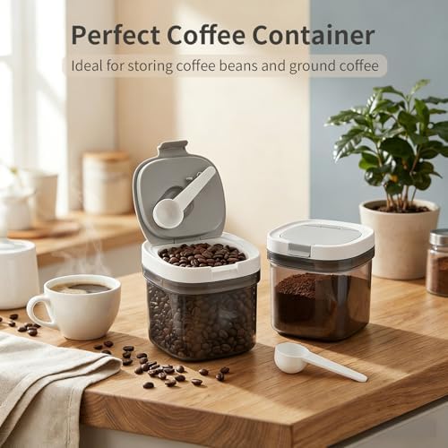 Leezmark 2 Pack Airtight Coffee Canister with Scoop, 27 Fl.Oz Coffee