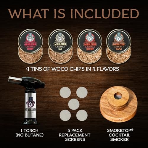 SmokeTop® Cocktail Smoker Kit & Torch with 4 Flavor Wood Chips