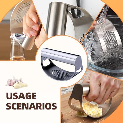 Stainless Steel Rocker Garlic Press with Peeler (1)