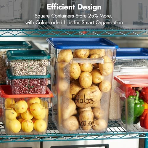 CURTA 4 Pack Food Storage Container with Green Lid - NSF Commercial