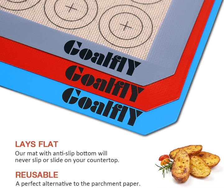 Silicone Macaron Baking Mat, Quarter Sheet (11.8 x 8.5 In), 3 Pack