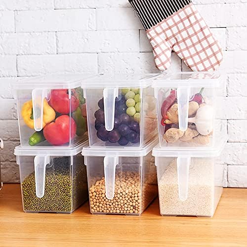 Sooyee 4 Pack 5L Fridge Organizer with Handle & Lid, Clear