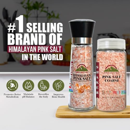 Himalayan Chef Pink Salt Grinder and Shaker Set, 2 Piece