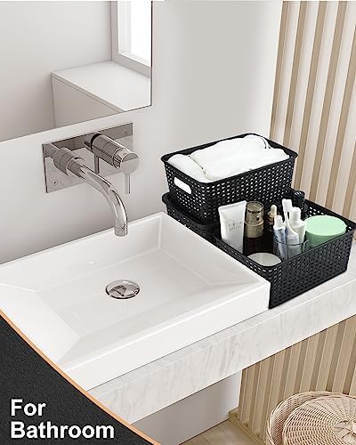 AREYZIN Storage Bins Plastic Storage Baskets With Lid Small Baskets