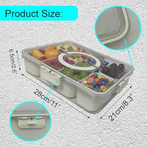 Snack Containers with Lids, 8 Compartment Bento Snack Box for Adults &