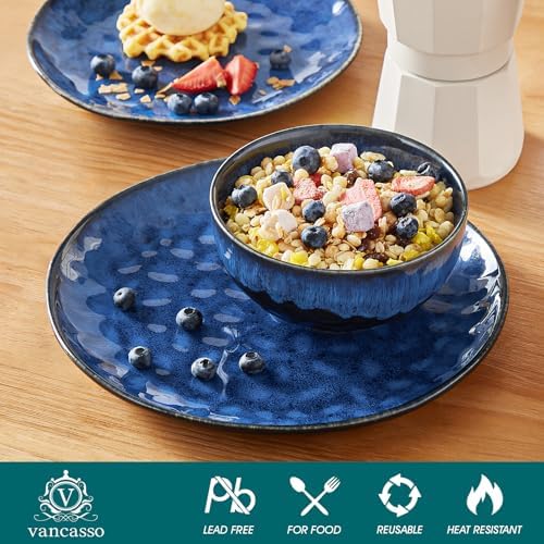 vancasso Starry 12 Pcs Dinnerware Set for 4, Handmade Reactive Glaze
