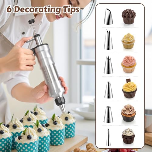 Dessert Decorating Syringe Set, Stainless Steel Frosting & Icing