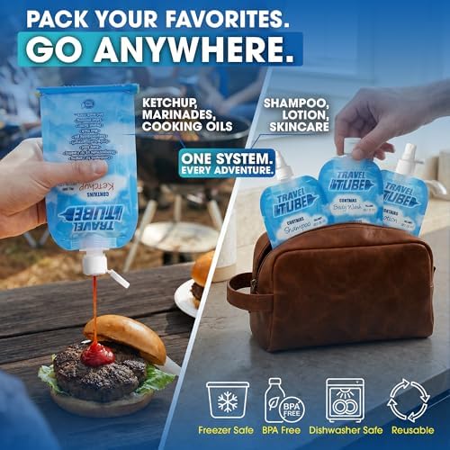 Travel Tube Refillable Condiment Squeeze Bottles - Leak Proof Salad