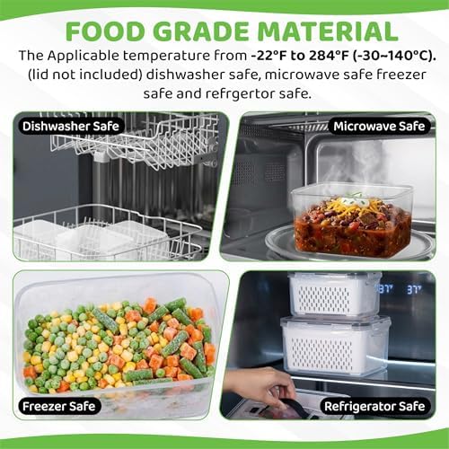 3 Pack BPA-Free Plastic Fruit Containers for Fridge