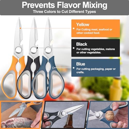 3-Pack Kitchen Shears Heavy Duty All Purpose Stainless Steel Scissors