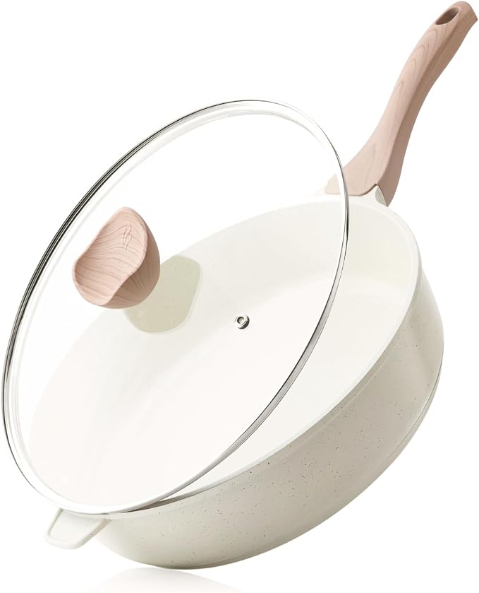 Kordisen Nonstick Ceramic Deep Frying Pan, 12 Inch Non Toxic Large Skillet by Kordisen