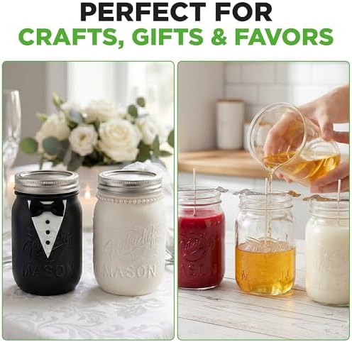 NutriChef 8-Pack 16 oz Mason Jars with Lids