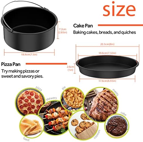 2Pcs Air Fryer Accessories, 8 Inch Air Fryer Pizza Cake Pan and Baking