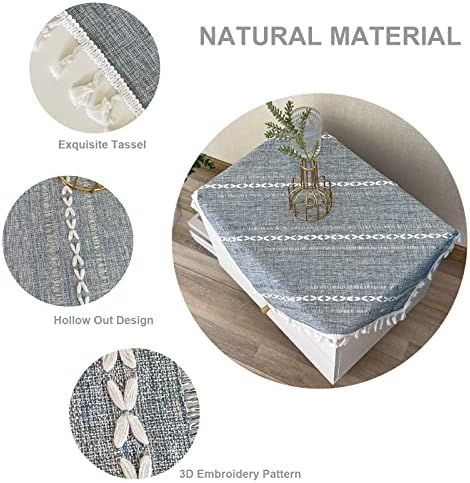 Rustic Bedside Square Small Blue Farmhouse Tablecloth 24 x 24 Inch