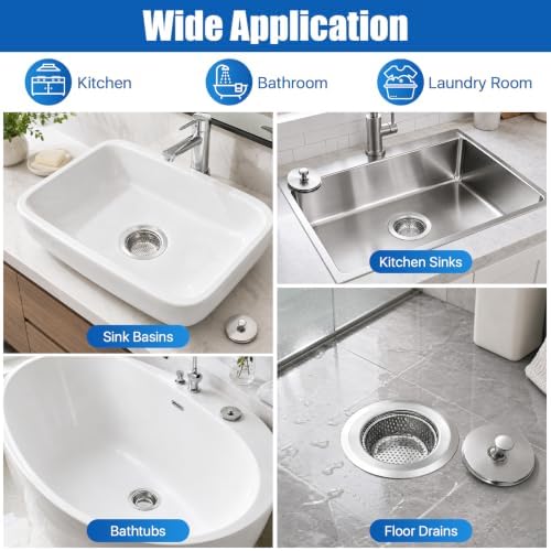 4.5"Stainless Steel Sink Drain Strainer Set of 3,150 Disposable Drain