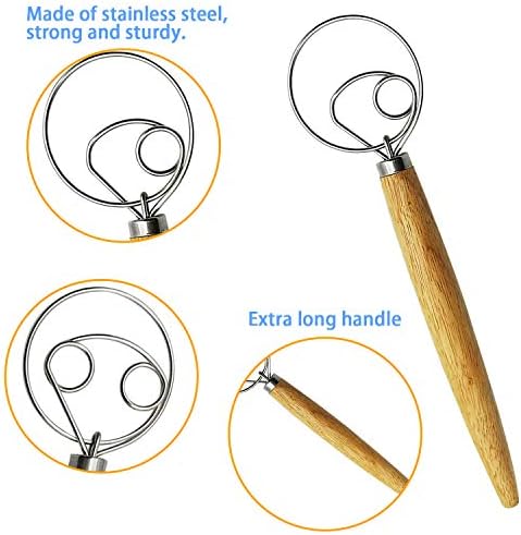 Listenman Danish Dough Whisk Bread Mixer & Egg Whisk Kits, 2 Pack