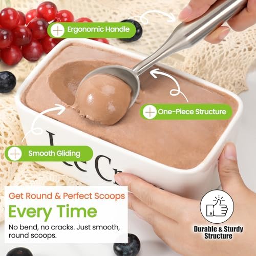 CUNSENR Stainless Steel Ice Cream Scoop, Heavy Duty Ice Cream Scooper