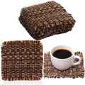 Set of 10 Fabric Drink Coasters, Handcrafted Cotton Woven Coasters for