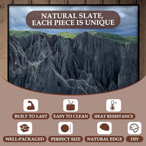 Slate Coasters Set of 8 with Metal Holder, Modern Stone Coasters for
