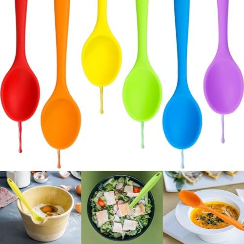 Beieverluck 6 Pack Large Silicone Cooking Spoons 10.8'' Heat Resistant