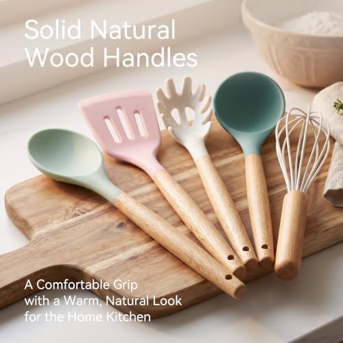 Silicone Kitchen Utensils Set, Heat-Resistant, BPA-Free